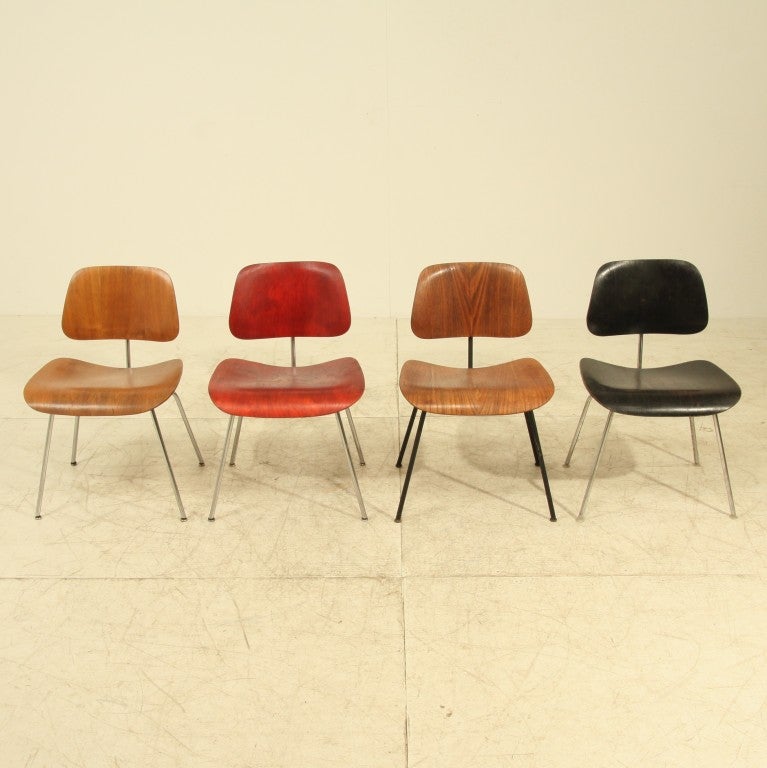 Mid-Century Modern Set of four Evans editions of the Eames DCM chair