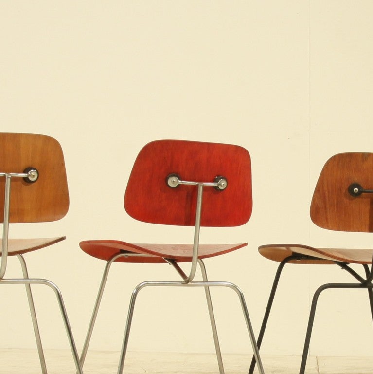 American Set of four Evans editions of the Eames DCM chair
