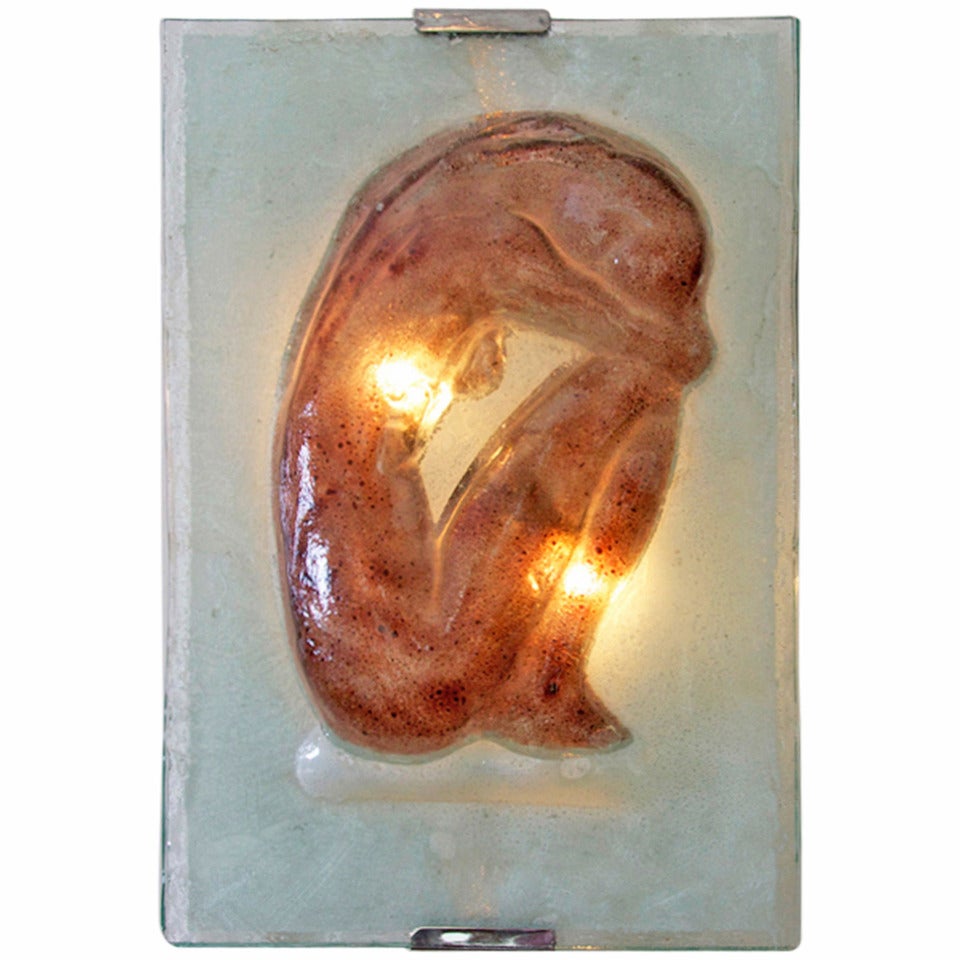 Female Nude Glass Wall Panel Attributed to Fontana Arte, Italy, 1960s For Sale