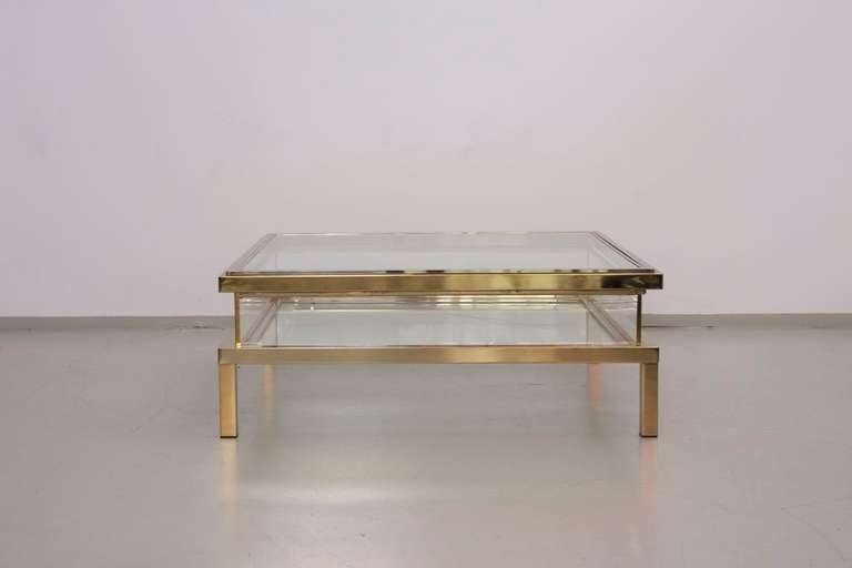 French Maison Jansen Sliding Glass Top Table in Gold