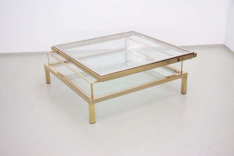 Maison Jansen Sliding Glass Top Table in Gold In Excellent Condition In Maastricht, NL