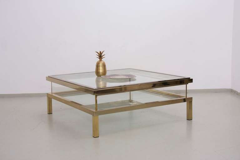 Mid-20th Century Maison Jansen Sliding Glass Top Table in Gold