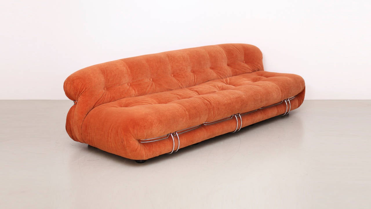 Mid-Century Modern Soriana Sofa Set by Afra & Tobia Scarpa for Cassina, Reupholstery Needed For Sale