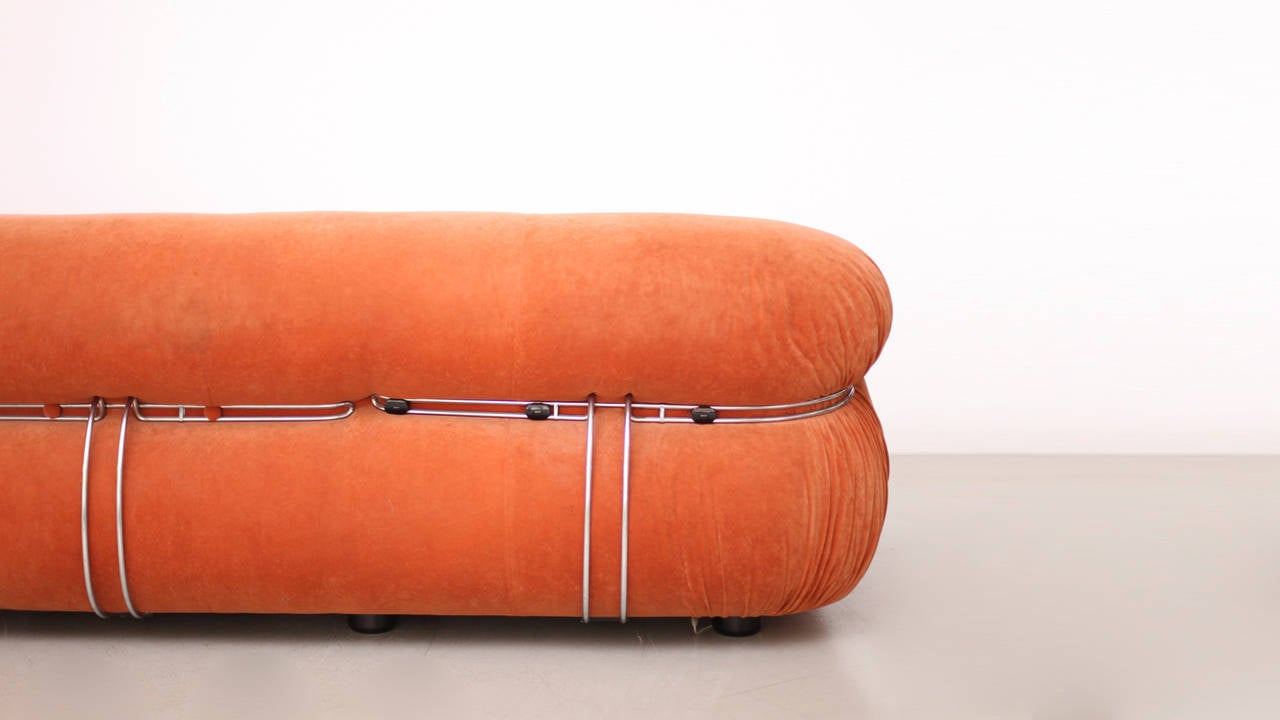 Italian Soriana Sofa Set by Afra & Tobia Scarpa for Cassina, Reupholstery Needed For Sale