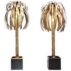 Pair of Maison Jansen Palm Tree Floor Lamps