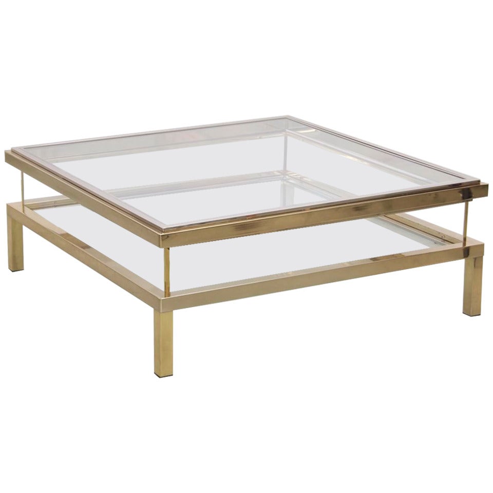 Maison Jansen Sliding Glass Top Table in Gold