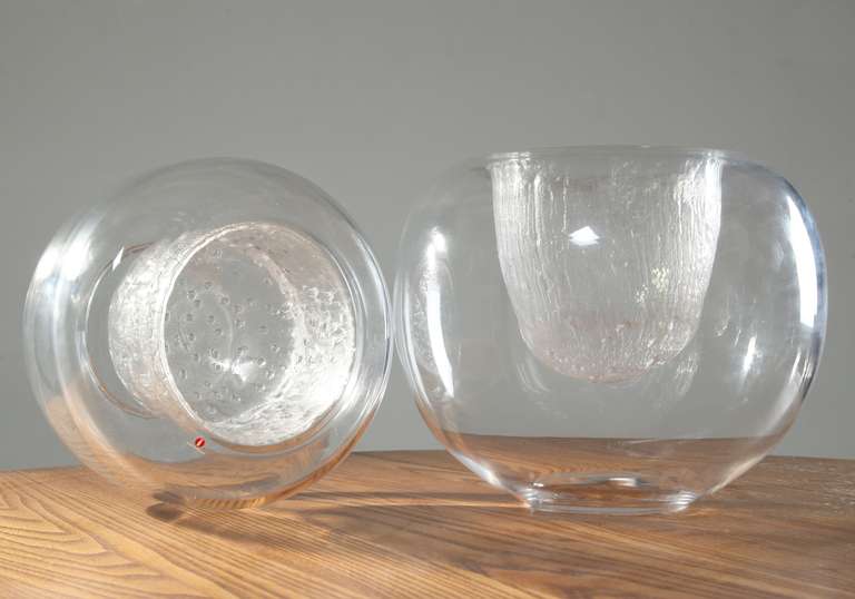 Mid-20th Century Pair of Glass Bowls by Timo Sarpaneva for Iittala For Sale