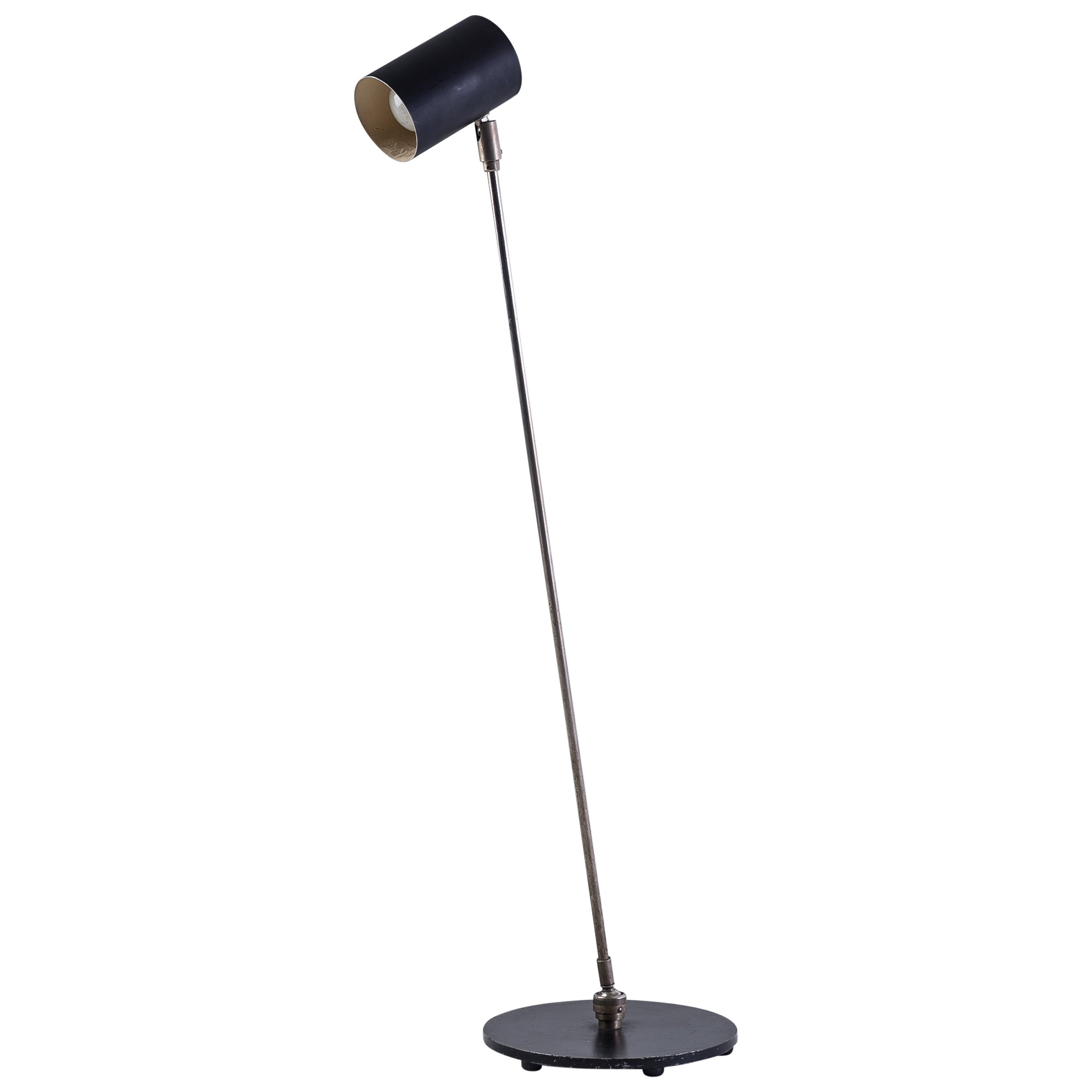 Modernist Swiss Metal and Brass Floor Lamp, 1950s For Sale
