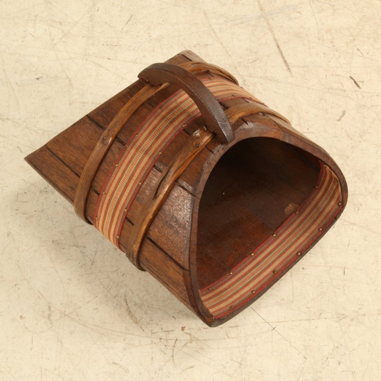 Arts and Crafts Italian former wine production wooden magazine holder, 1940s For Sale