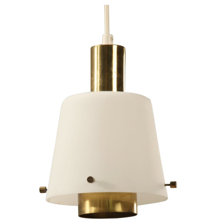 White Glass And Brass Itsu Lamp. Manner of Tynell and Johansson-Pape, Finland For Sale