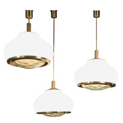 Set of 4 Lumi Pendant Lamps with Facet Cut Lens
