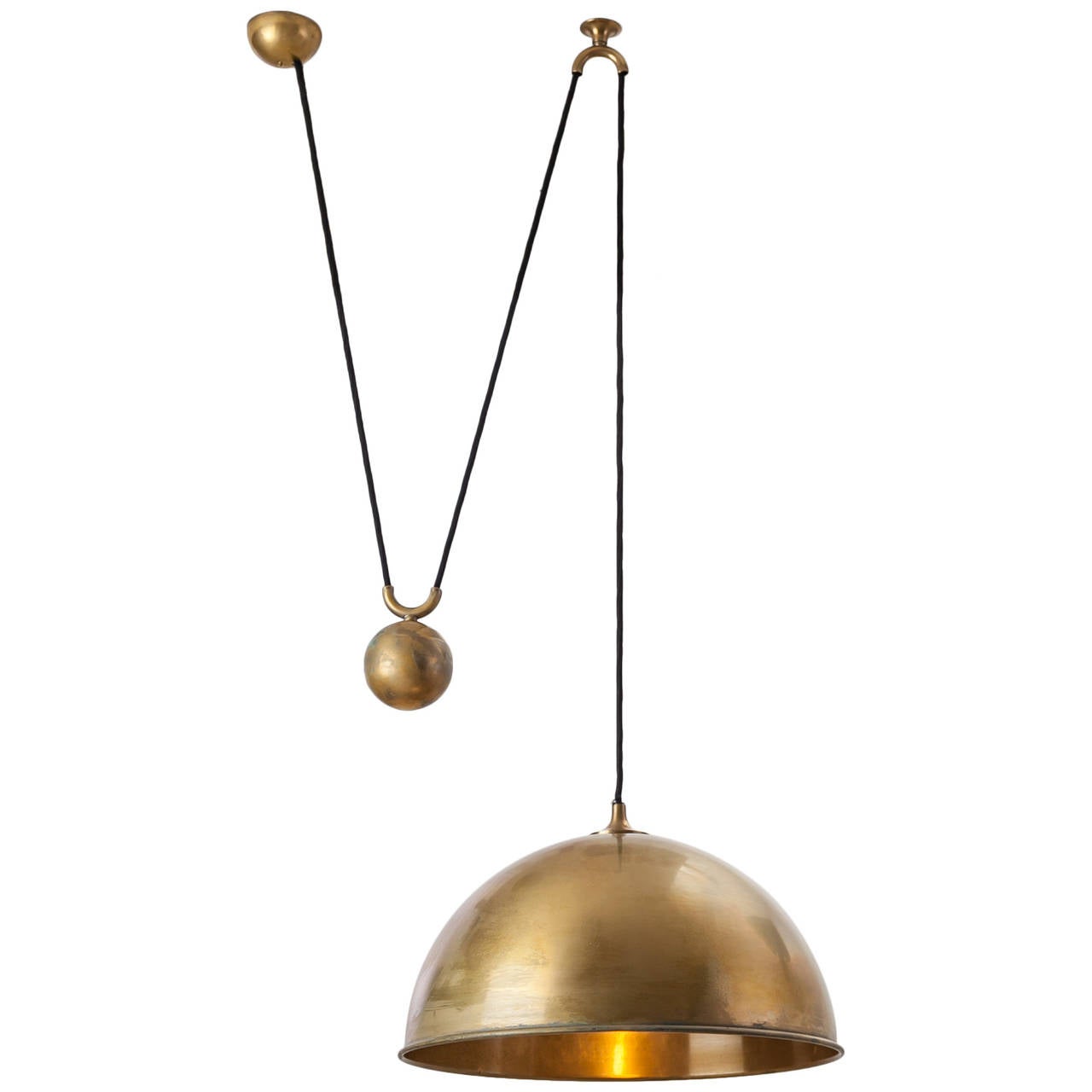 Rare Florian Schulz Posa brass pendant, Germany, 1960s For Sale