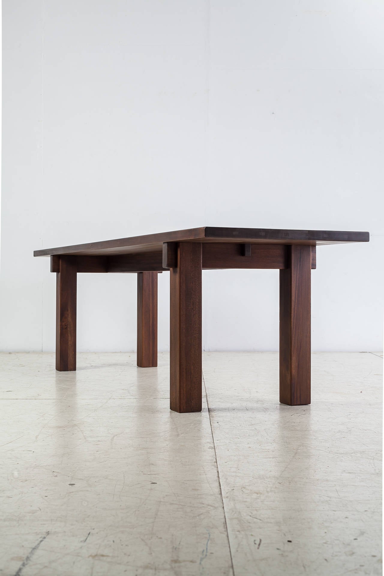 Mid-Century Modern Rare Charlotte Perriand Brazil table in dark teak, France, 1960s For Sale