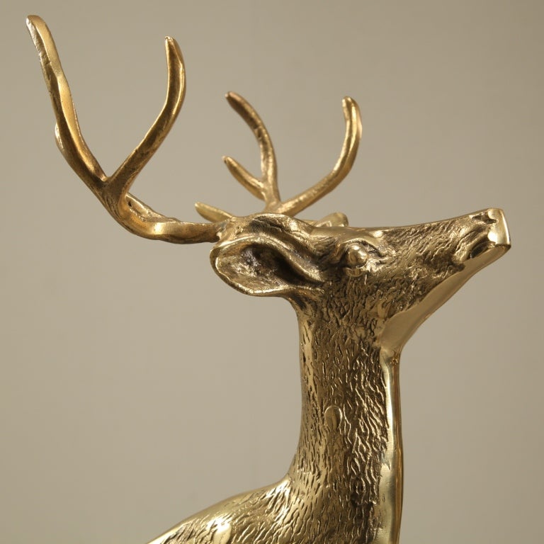 Sculptural Pair Of Brass Deer In Excellent Condition In Maastricht, NL