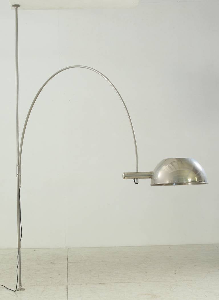 Mid-Century Modern Ceiling to Floor Lamp by Florian Schulz with Adjustable Arc, Germany, 1970s For Sale