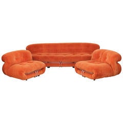 Soriana Sofa Set by Afra & Tobia Scarpa for Cassina, Reupholstery Needed
