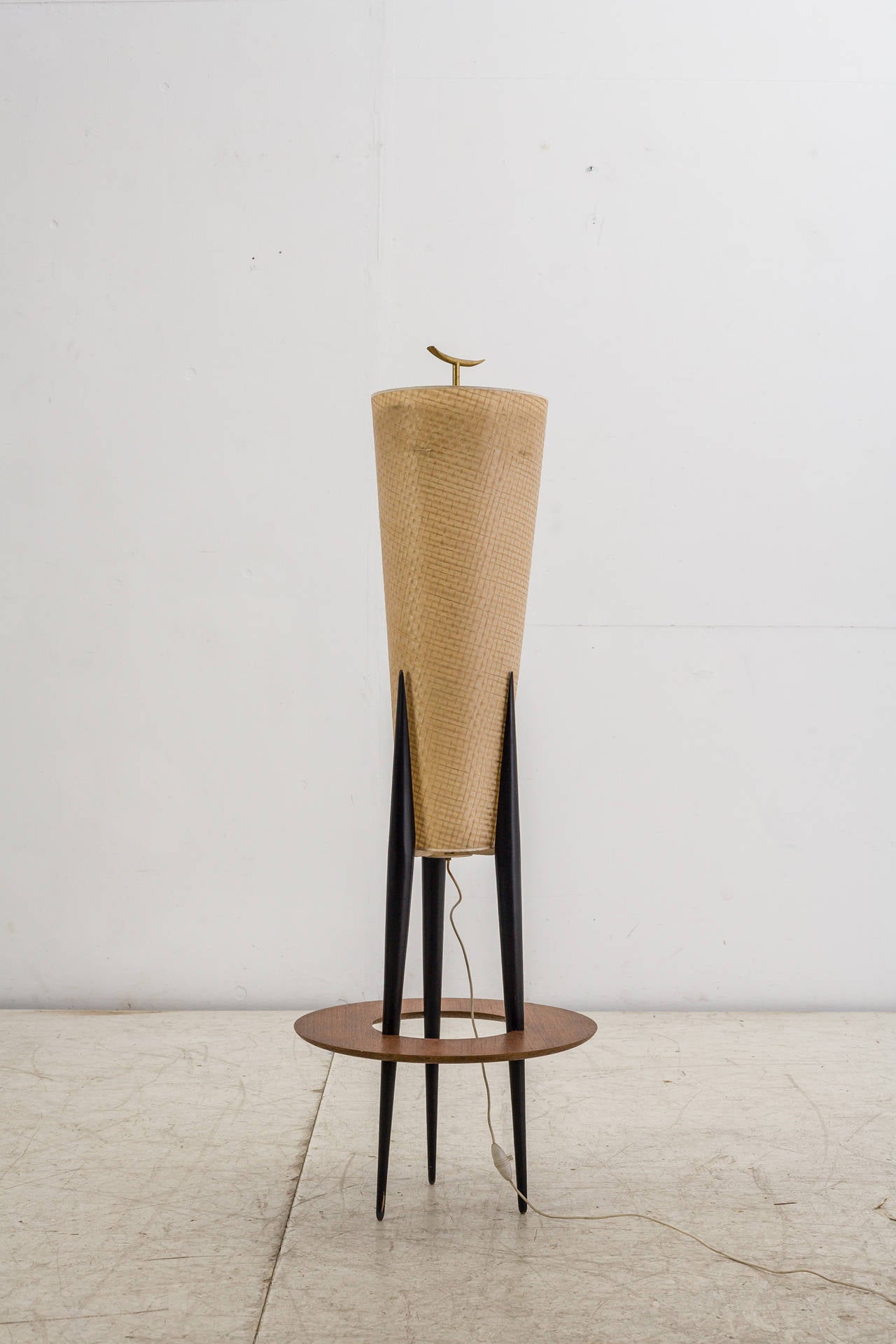 French Rare Three-Legged Rispal Floor Lamp, France, 1950s For Sale