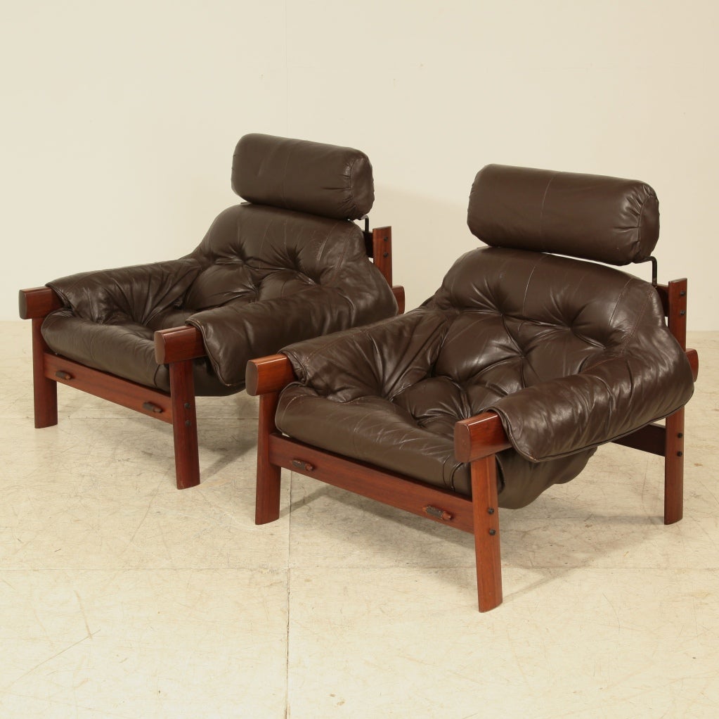 Pair Lounge Chairs By Percival Lafer With Removable Headrest
