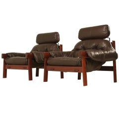 Pair Lounge Chairs By Percival Lafer With Removable Headrest