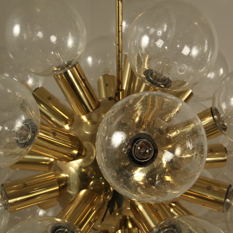 Several Robert Haussmann Brass Sputnik Pendants Holding Twenty Eight Bulbs For Sale 2