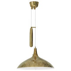 Brass Paavo Tynell Chandelier with Counterweight for Taito, Finland, 1950s