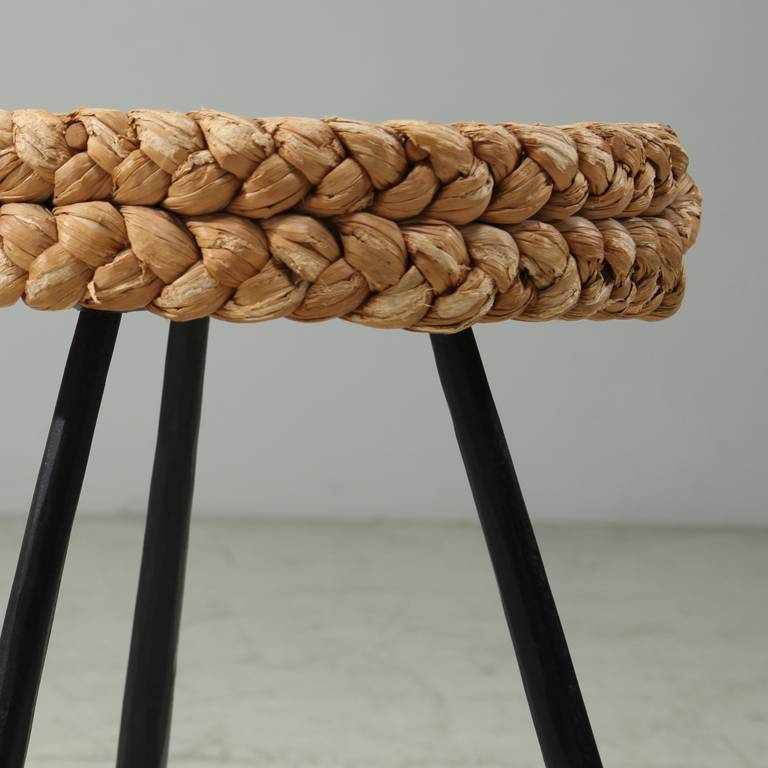 Rope Covered Tripod Stool with Metal Legs at 1stDibs
