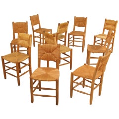 Set of 10 Bauche chairs by Charlotte Perriand for Les Arcs