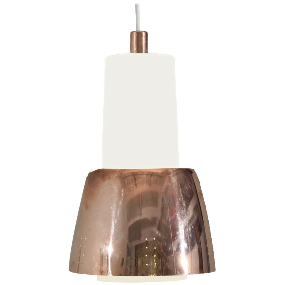 Paavo Tynell Valaisin Idman Lamp with Red Copper Shade, Finland, 1950s For Sale