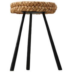 Rope Covered Tripod Stool with Metal Legs