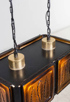 Erik Hoglund dark brown glass pendant, Kosta Boda, Sweden, 1960s