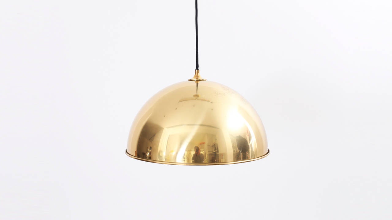 Brass Rare Large Pendant Lamp Posa with Center Counterweight by Florian Schulz For Sale