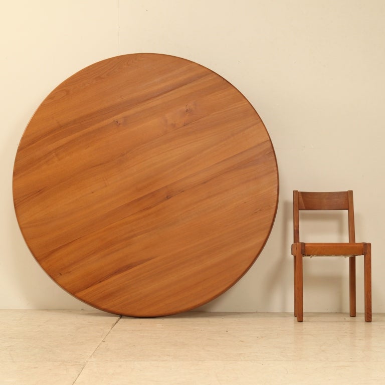 French XXL Solid Wooden Sidetable by Pierre Chapo