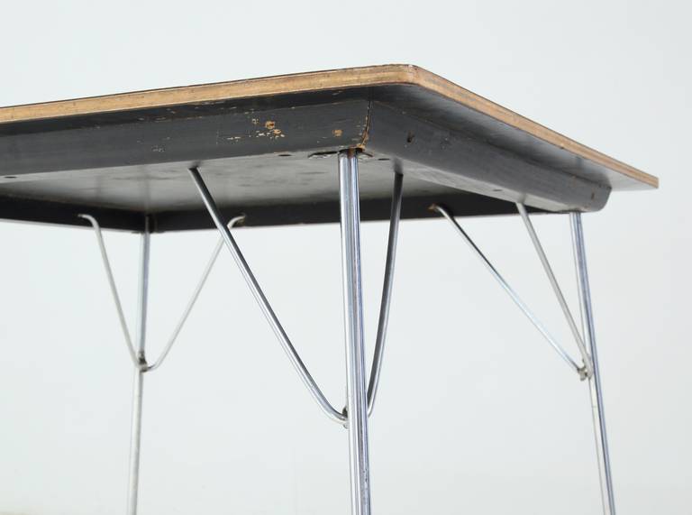 Metal Eames Folding DTM Table with White Laminated Top, USA, 1950s For Sale