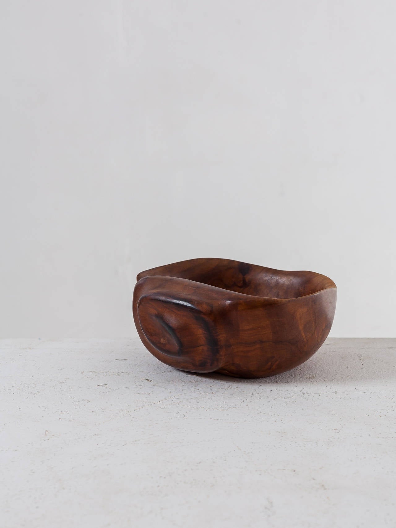French Sculptural Wooden Bowl, France, 1950s