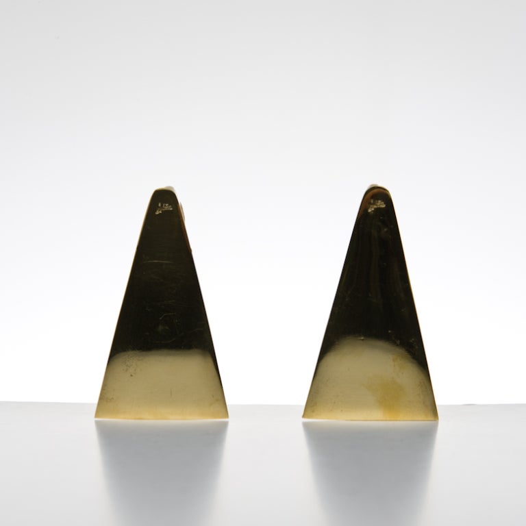 Pair of Carl Auböck Bookends in Polished Brass and Coiled with Cane In Excellent Condition For Sale In Maastricht, NL