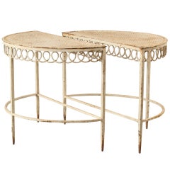 Pair Outdoor Mategot Semi Round Sidetables