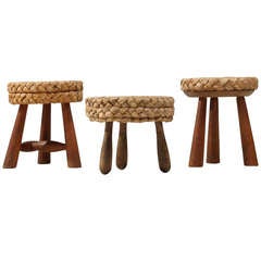 Set Of Three 1950s French Rope Stools