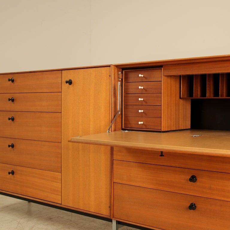Mid-20th Century Large custom made thin edge George Nelson storage / desk unit