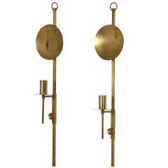 Pair of Wall Mounted Brass Candle Holders