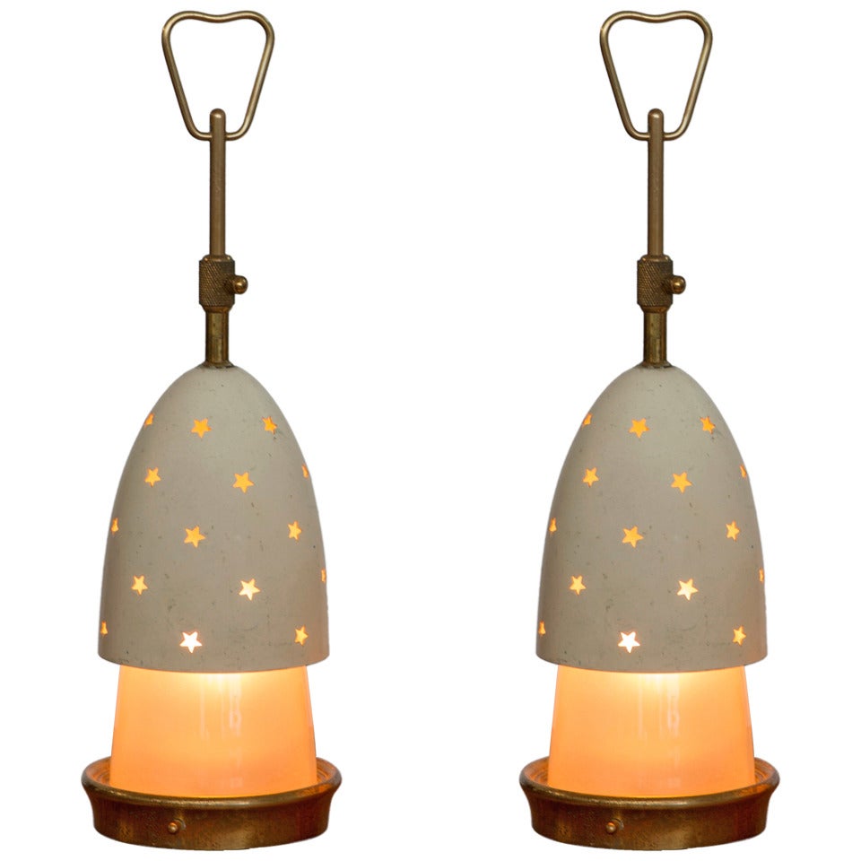 Pair of Angelo Lelli bedside lamps for Arredoluce, Italy, 1950s For Sale