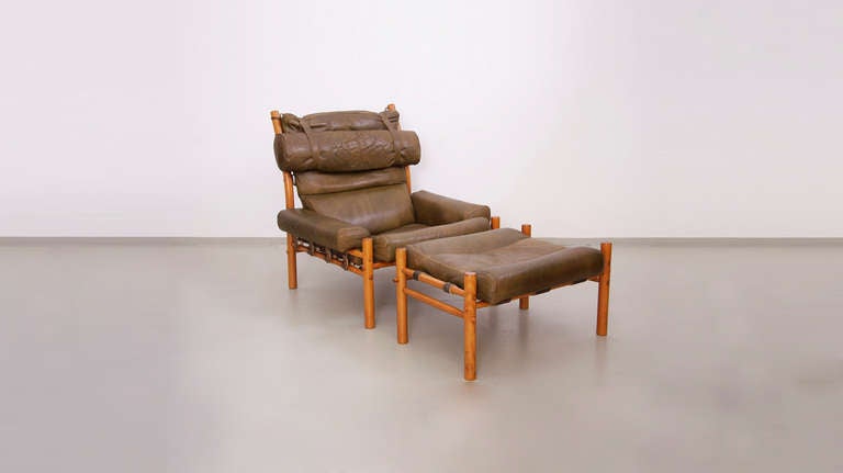 Scandinavian Modern Inka Lounge Chair and Ottoman by Arne Norell