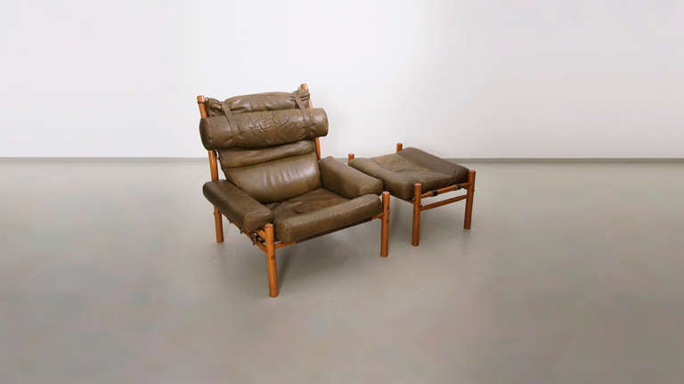 Mid-20th Century Inka Lounge Chair and Ottoman by Arne Norell