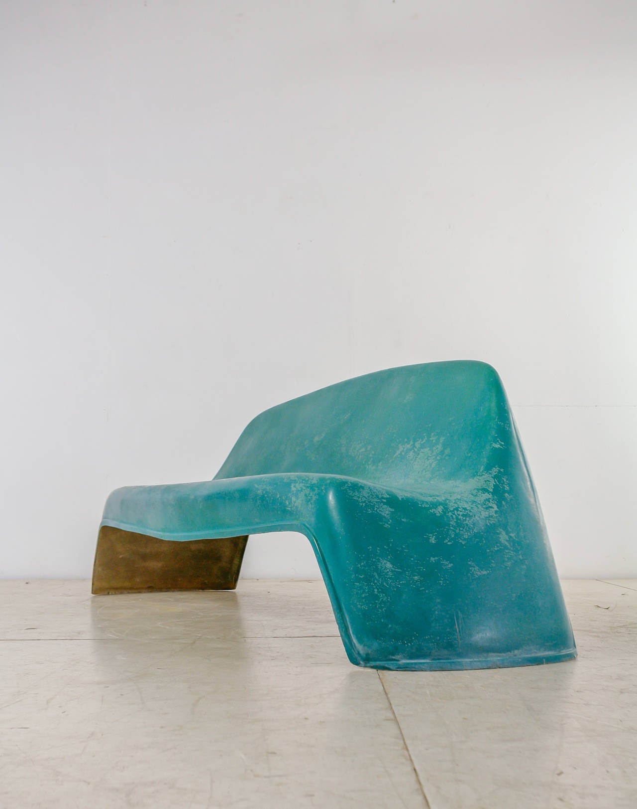 A 1950s fiberglass outdoor bench by Walter Past for Willkahn, Germany.
Walter Papst was one of the first European designers to use fiberglass in furniture. This patented and published bench offers a range of seating positions for people of