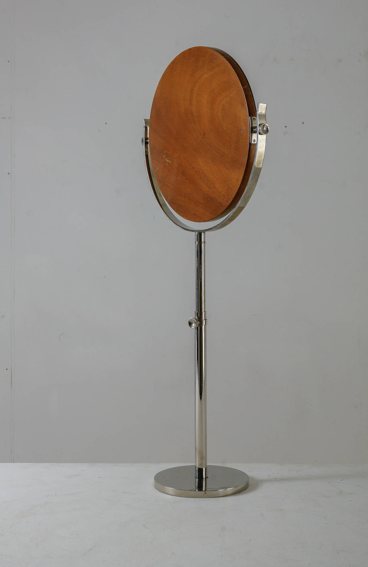 Large HeightAdjustable Nickel Vanity or Shaving mirror, Sweden, 1950s