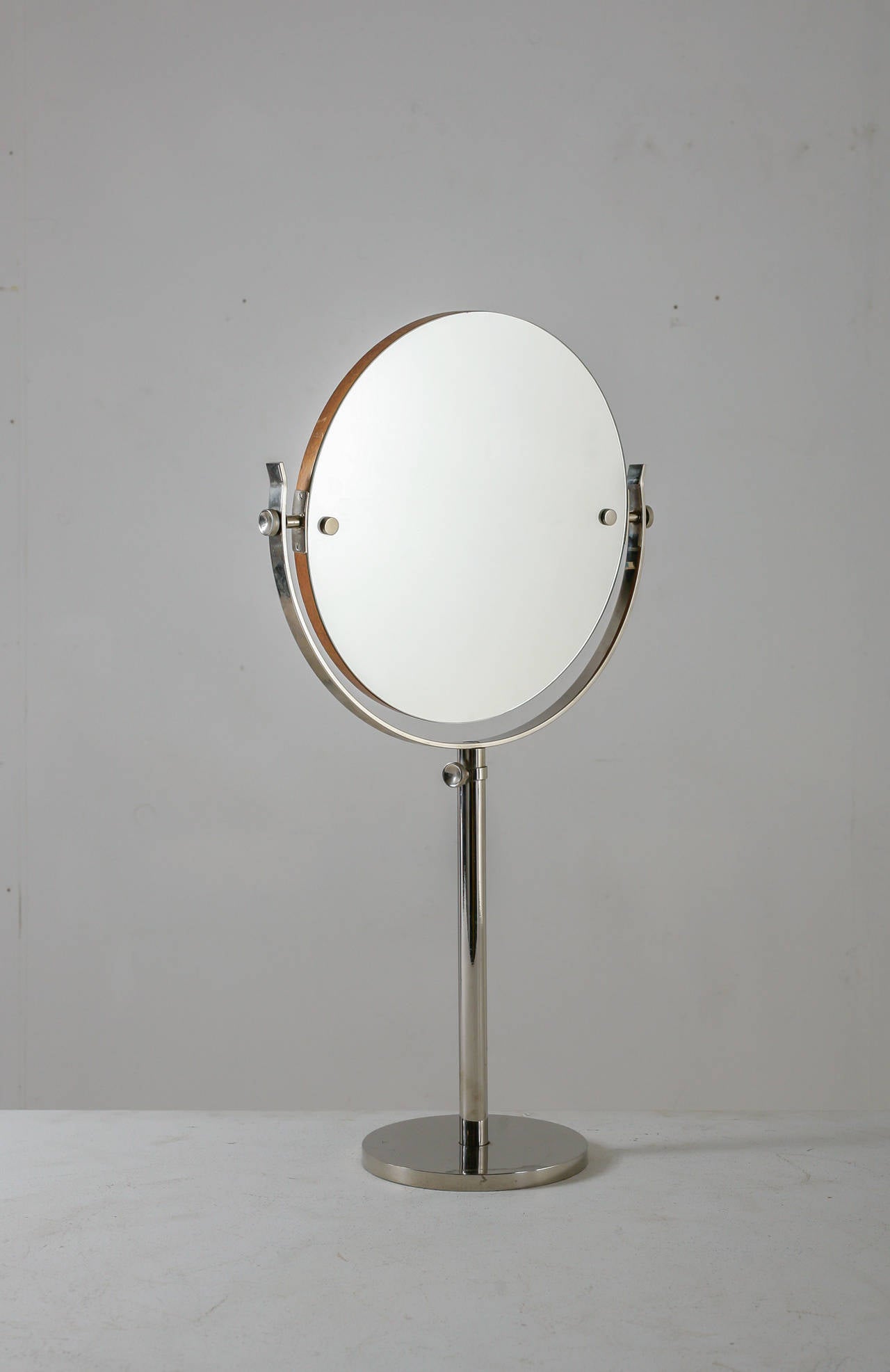 Large Height-Adjustable Nickel Vanity or Shaving mirror ...