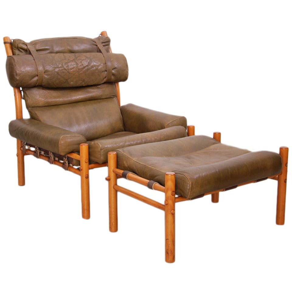 Inka Lounge Chair and Ottoman by Arne Norell