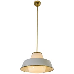 White Glass and Brass Pendant by Lisa Johansson-Pape for Orno, 3 available