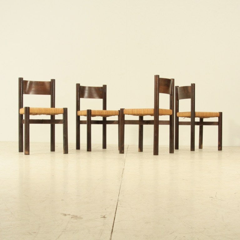 Set of 4 Charlotte Perriand Courchevel chairs