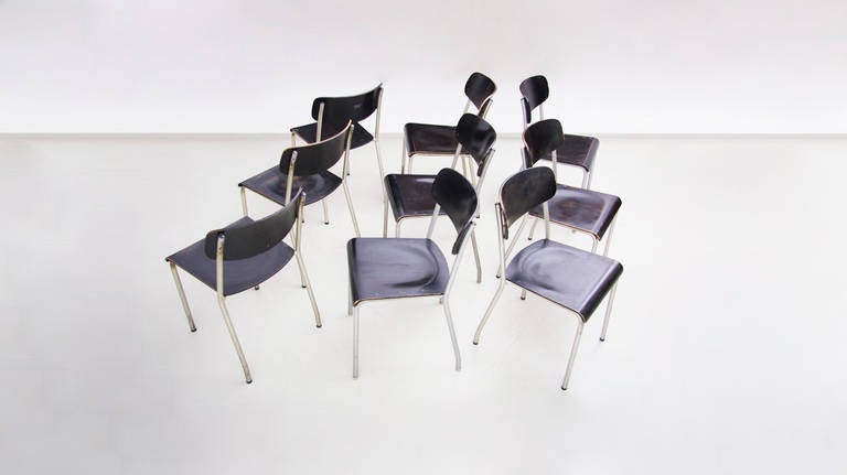Mid-Century Modern Set of Ten Eron Kramer Chairs for Ronneburger For Sale