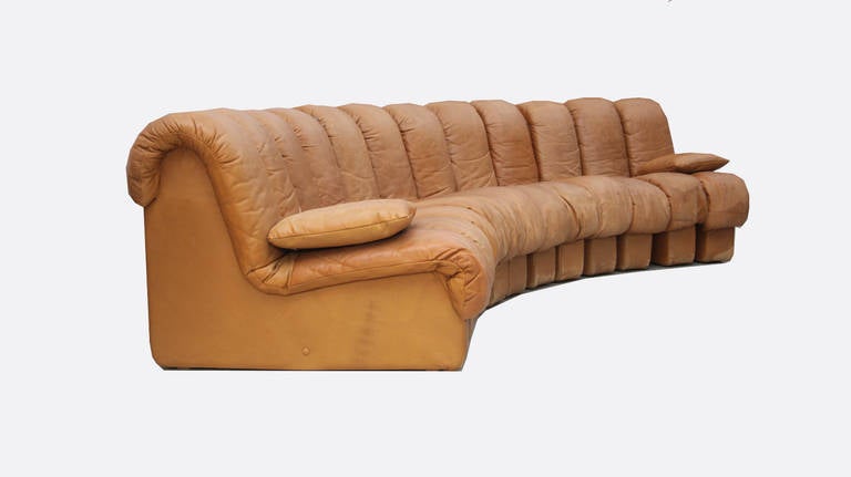 Endless De Sede DS 600 Non-Stop Sectional Sofa in Tobacco Leather In Fair Condition In Maastricht, NL